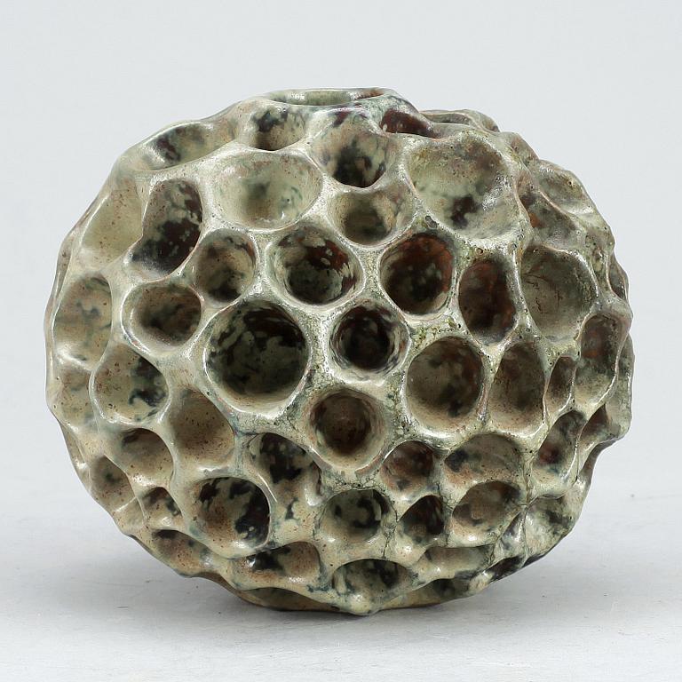 A Hans Hedberg faience sculpture of a sponge, Biot, France.