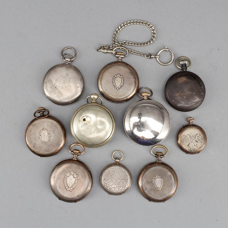 FICKUR, 10 stycken, b.la silver, 1800/1900-tal.