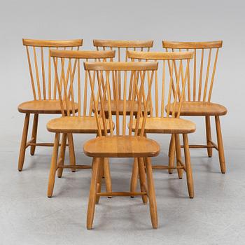 Carl Malmsten, a set of six 'Lilla Åland' oak chairs, Stolab, 21st Century.