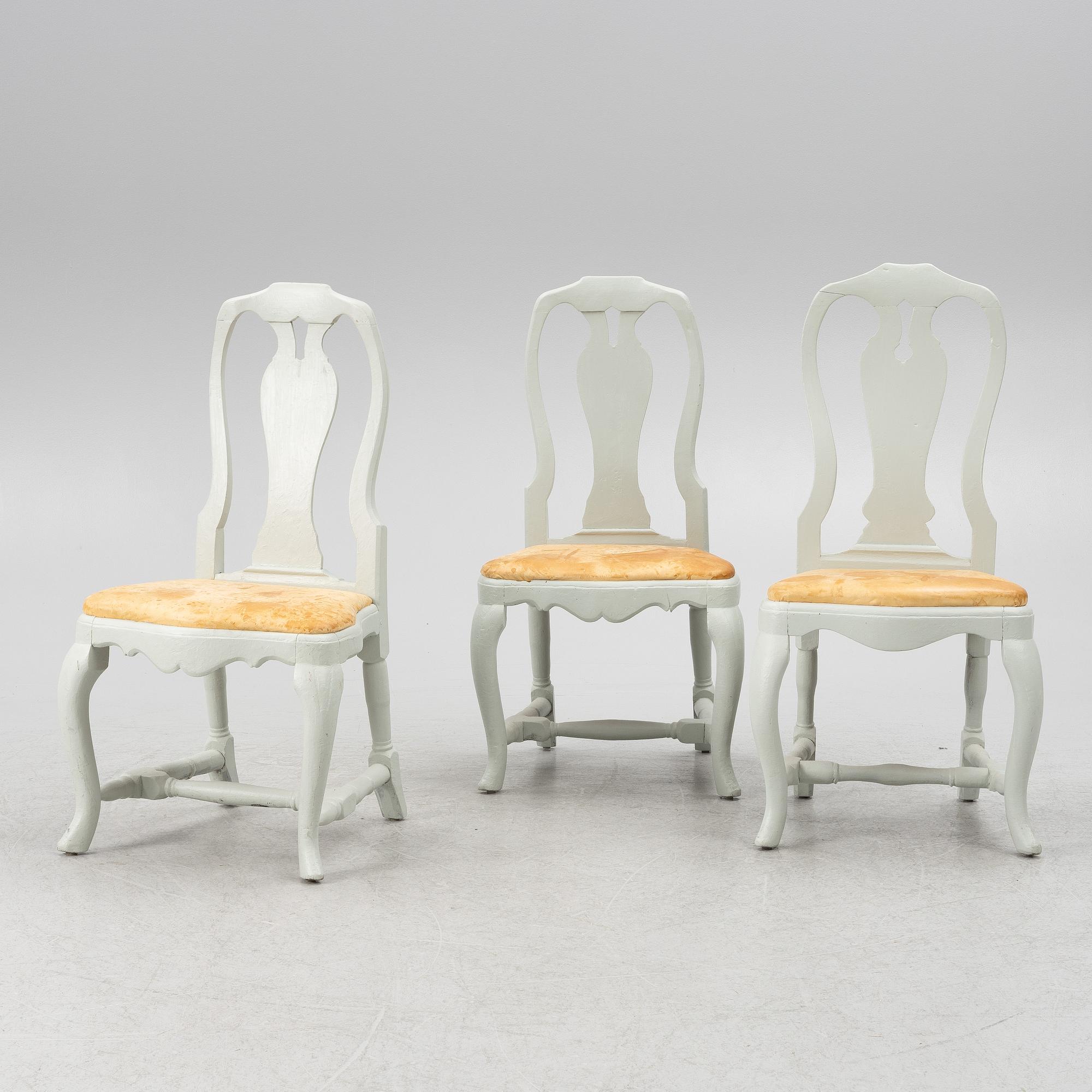 Stolar, 3 st, rokoko, 1700-talets andra hälft.