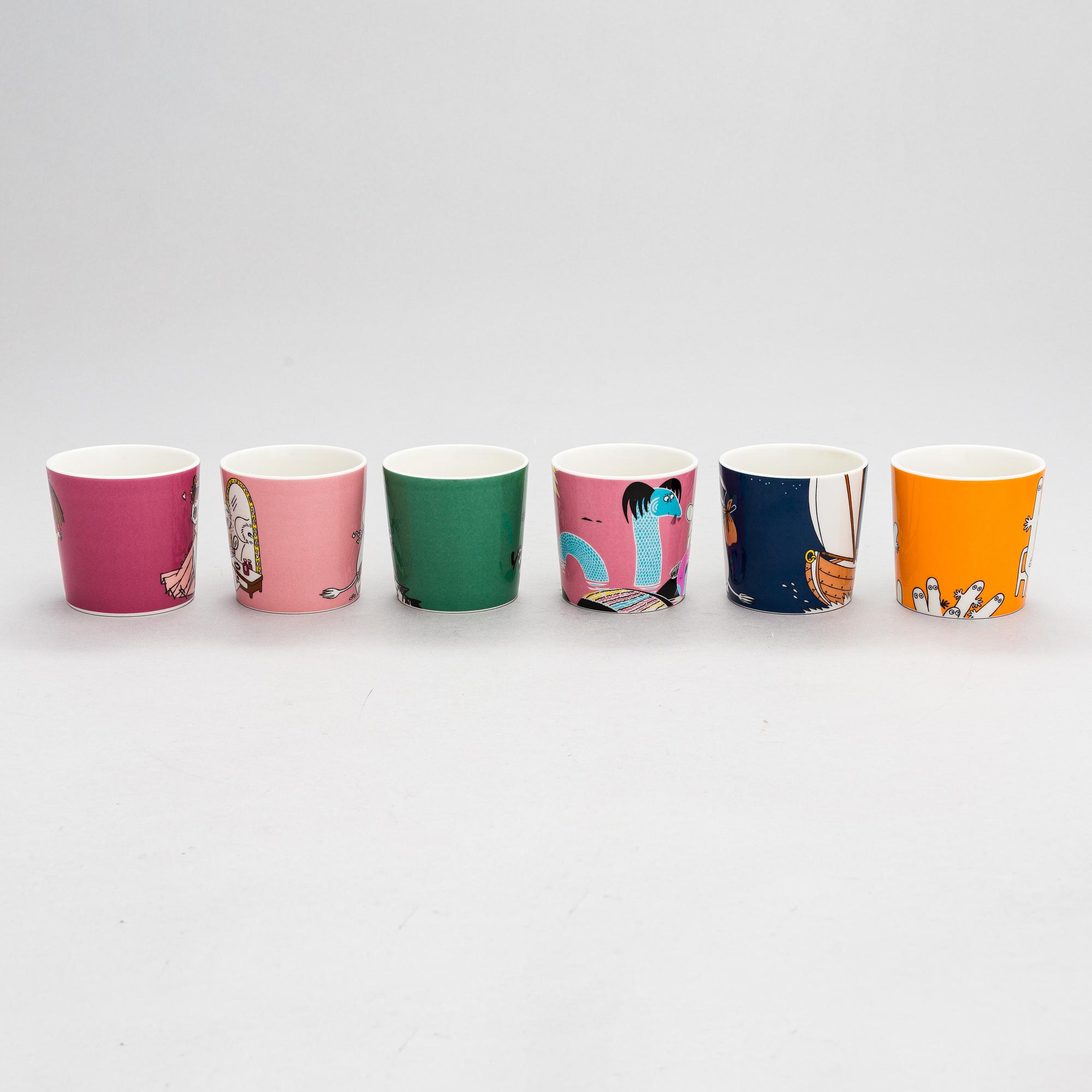 Eleven Moomin mugs, white porcelain, Moomin Characters, Arabia.
