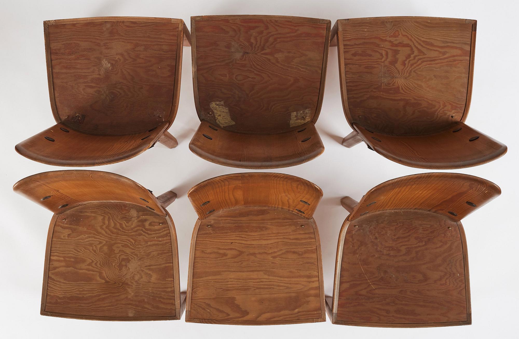 Axel Einar Hjorth, a set of six 'Lovö' chairs, Nordiska Kompaniet, Sweden 1930s.