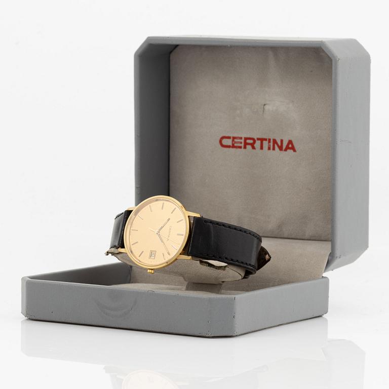 Certina, wristwatch, 18K gold, 33.5 mm.