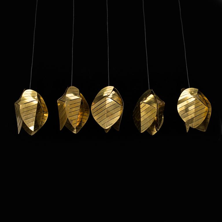 Five late 20th century pendant light.