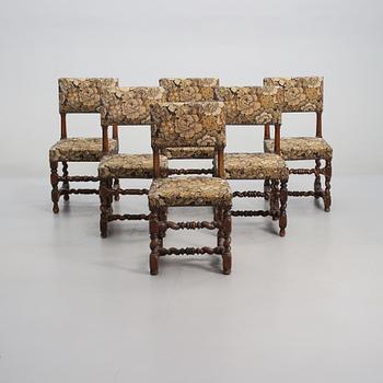 STOLAR, 6 st, snarlika, barock/barockstil, mestadels 1800-talets andra hälft.
