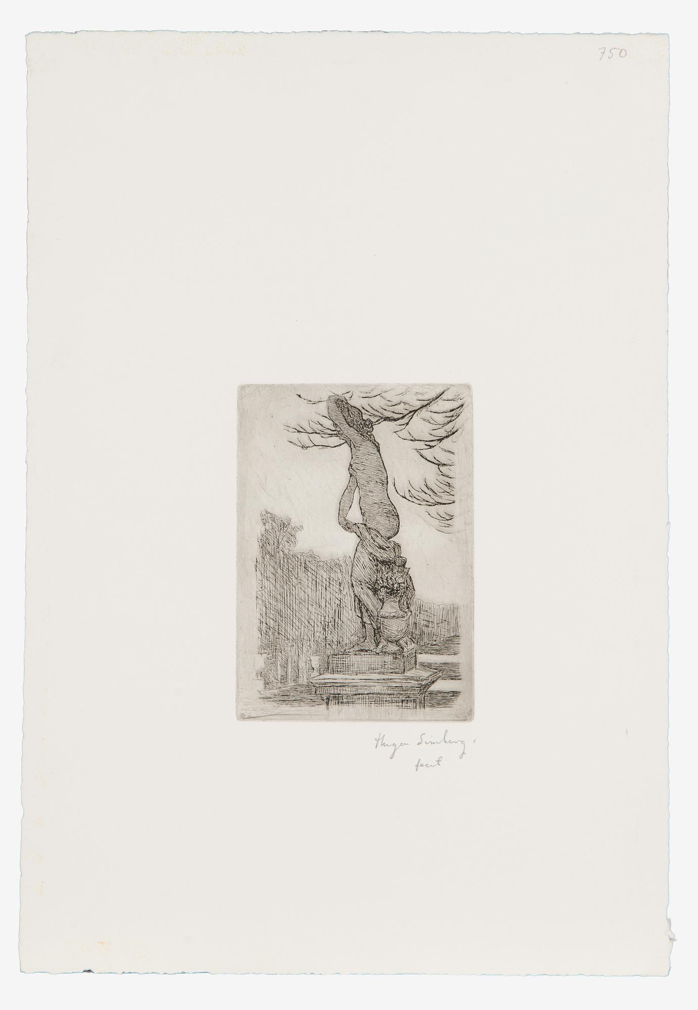 Hugo Simberg, "Staty i park" (Statue in a park).