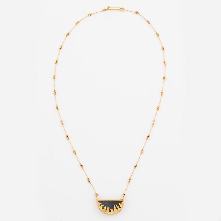 Juhani Linnovaara, necklace 18K gold and spectrolite, Lapponia 1978.