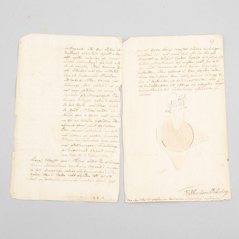 Document with royal autograph, signed by Gustav III, Ulriksdal Palace 7 April 1779.