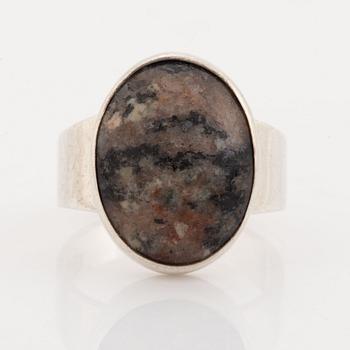 Niels Erik From, sterling silver and stone ring, Denmark.