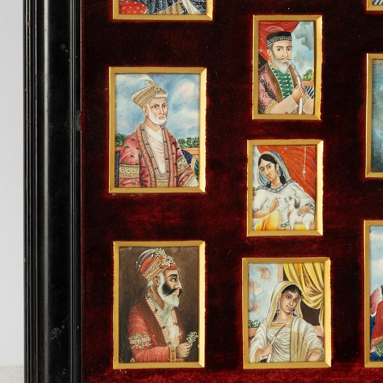 En samling indiska miniatyrmålningar, Delhi, circa 1870,