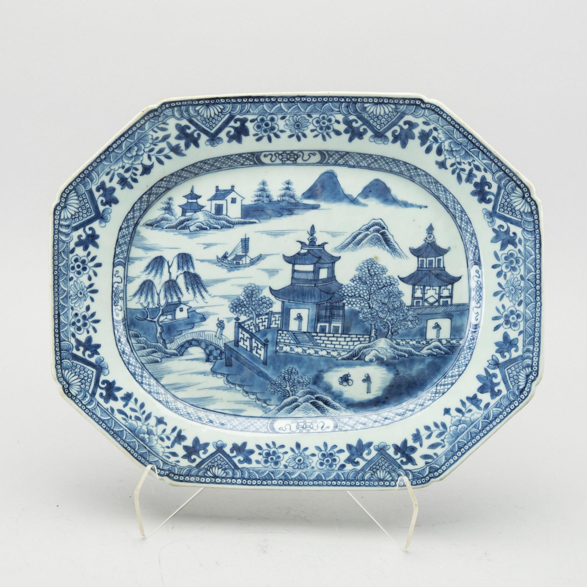 STEKFAT, 3 st, porslin, Kina Qianlong 1700-tal.