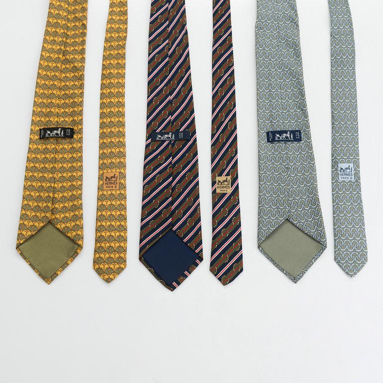 Hermès, three silk ties.