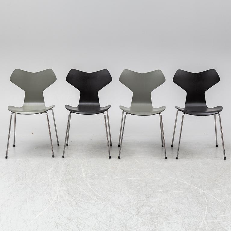 ARNE JACOBSEN, STOLAR, fyra stycken"Grand Prix" Fritz Hansen, Danmark, 2015.