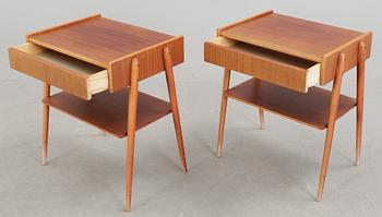 SÄNGBORD, ett par, AB Carlströms & CO Möbelfabrik, 1950/60-tal.