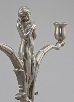 KANDELABRAR, ett par, tenn, art déco, SG A-B Svenskt Tenn Svedboms Guldsmed AB, 1936.