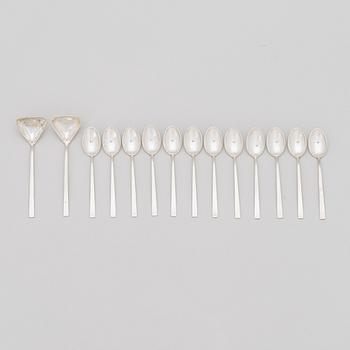 Bertel Gardberg, a 110-piece set of "Birgitta" silver cutlery, marked BG, Hopeatehdas oy, Helsinki 1956-65.