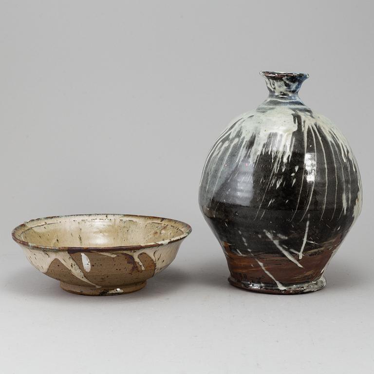 ANNE KJAERSGAARD, a ceramic vase and a bowl.