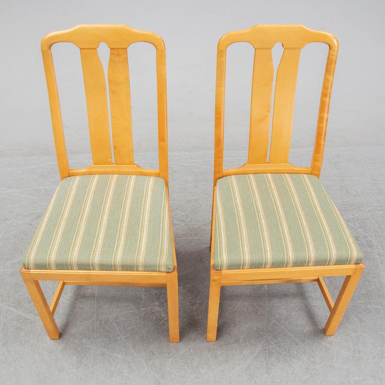 Carl Malmsten, a set of six 'Ambassadör' chairs and a 'Herrgården' dining table, second half of the 20th Century.