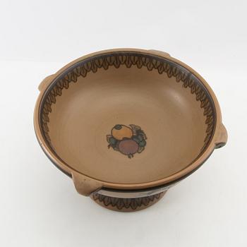 Bowl on foot L Hjorth Bornholm Denmark stoneware.