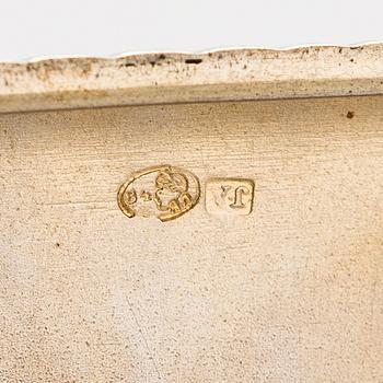 A silver cigarette case, maker's mark of Johan Allenius, Saint Petersburg, Russia 1898.