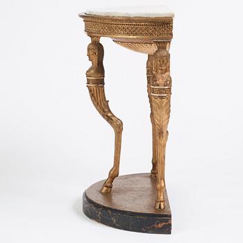 A late Gustavian console table, Stockholm, around 1800.