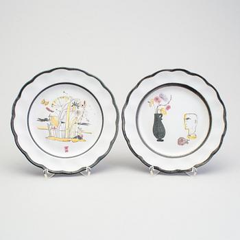 STIG LINDBERG, two ceramic dishes, Gustavsberg 1941. Signed and dated Febr -41.