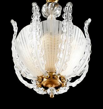 TAKLAMPA, Orrefors, glas, sannolikt Carl Fagerlund, 1900-talets mitt. H ca 70 cm.
