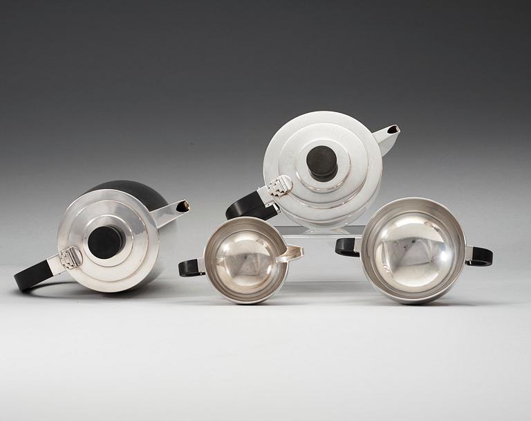 A David-Andersen four pieces tea- and coffee service, Norway, probably 1930's.