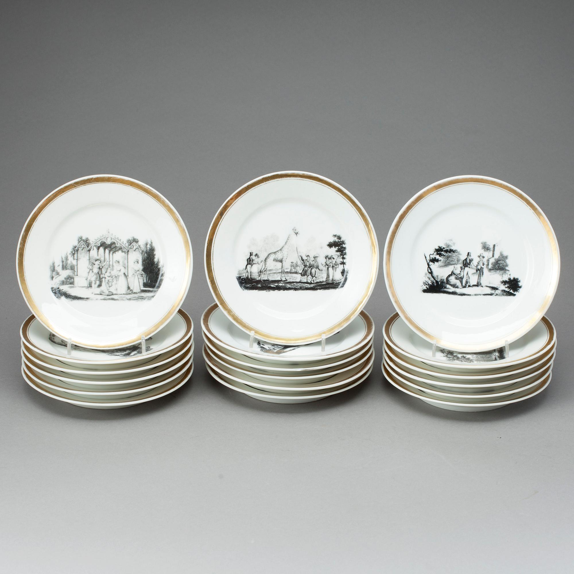 ASSIETTER, 18 st, porslin, empire, Frankrike, 1800-talets första hälft.