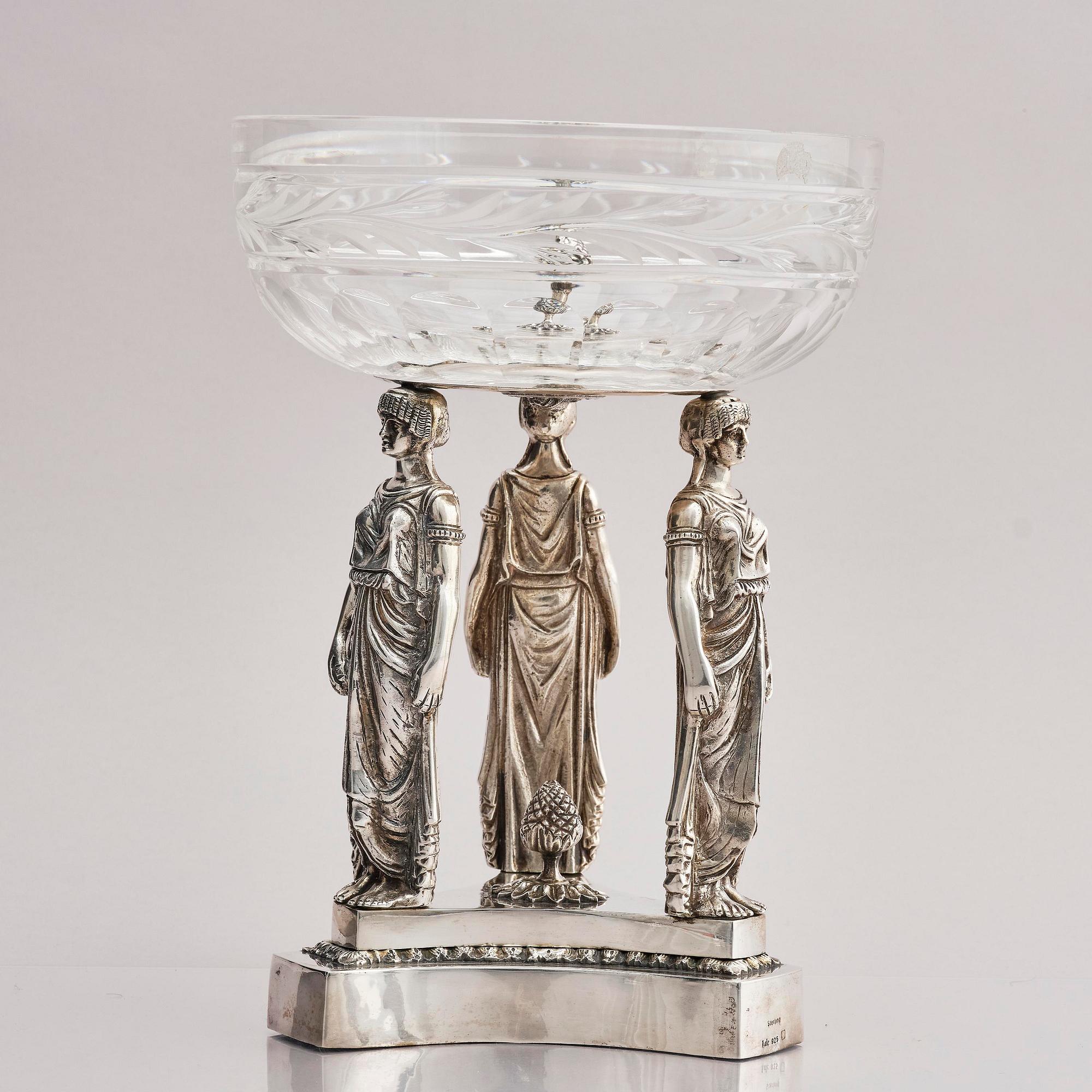 Lale Silverware & Co Ltd, uppsatsskål, sterling silver och glas, Istanbul, Turkiet, 1900-tal.