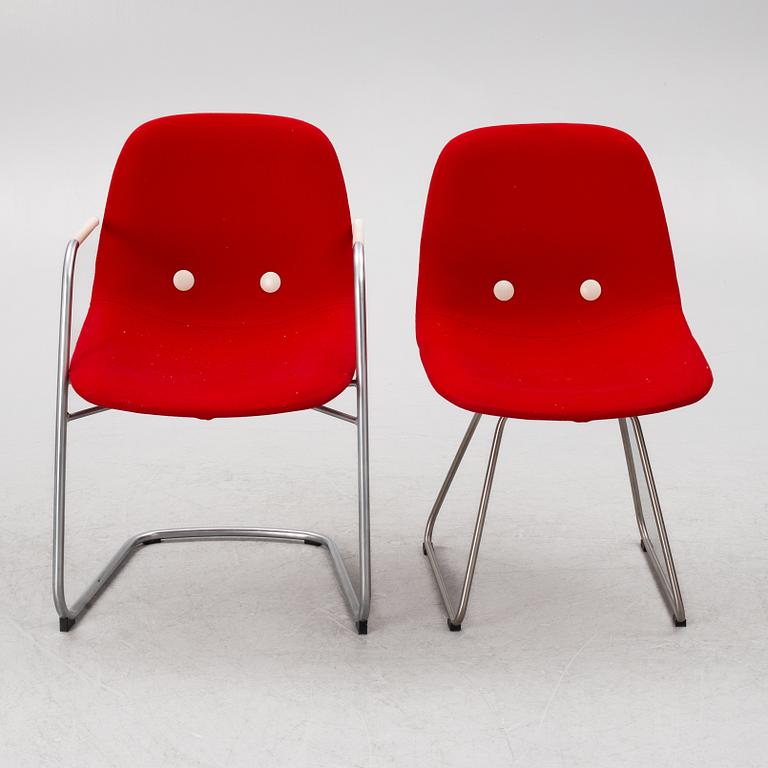 Chairs, 6 pcs, "Eyes"/"EJ 2", Johannes Foersom and Peter Hiort-Lorenzen, Erik Jørgensen, 2000s.