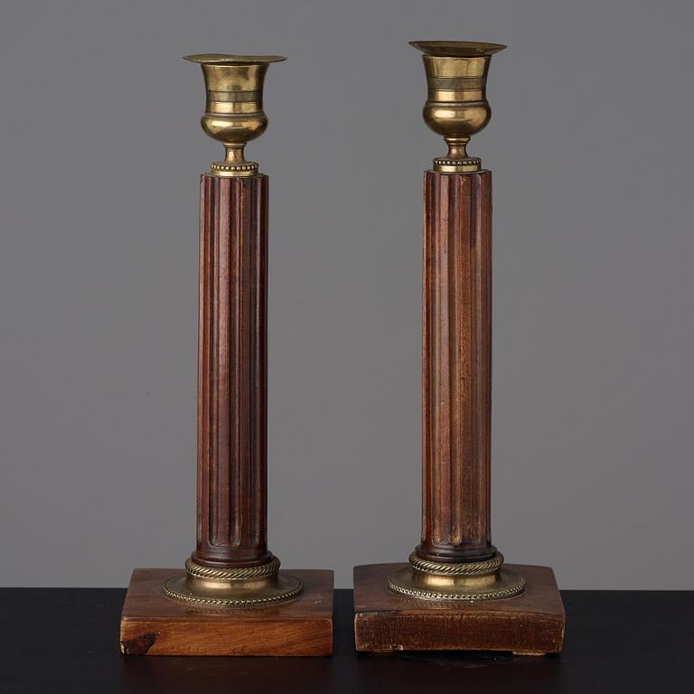 A pair of late Gustavian late 18th century candlesticks.