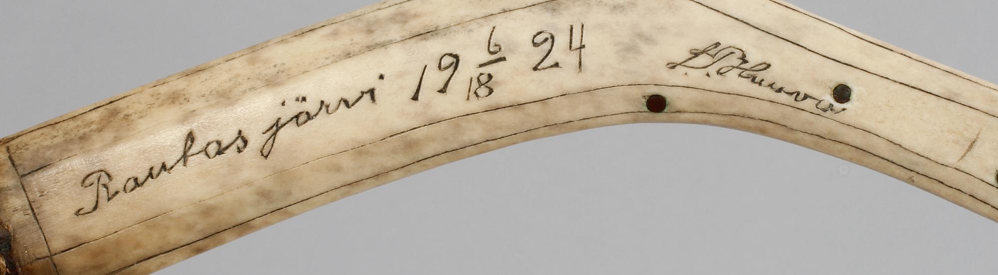 SAMEKNIV, signerad SP Huuva ? och daterad Rautasjärvi, 1924.