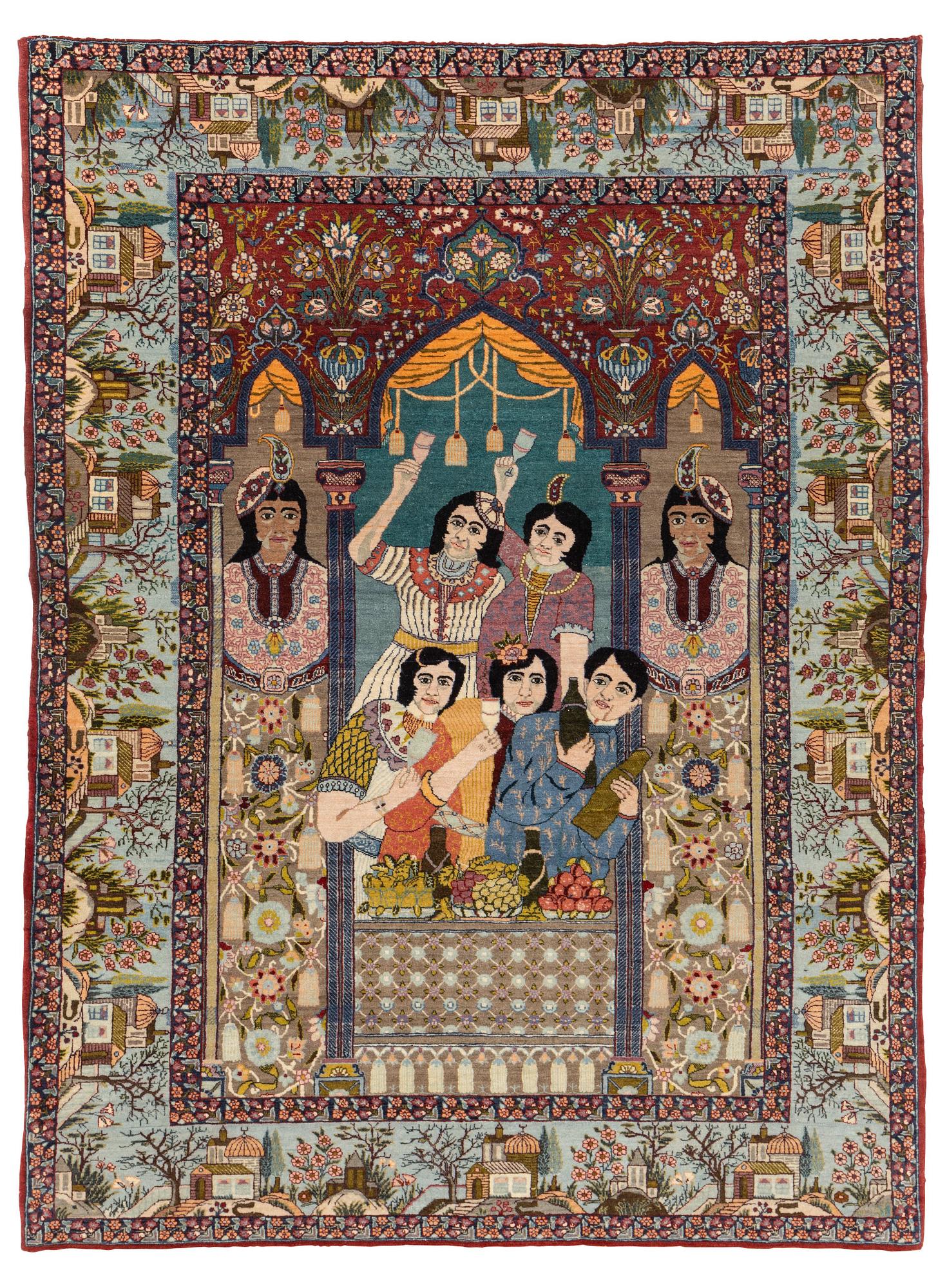 Matta, semiantik, Täbris figural, ca 183 x 137 cm.
