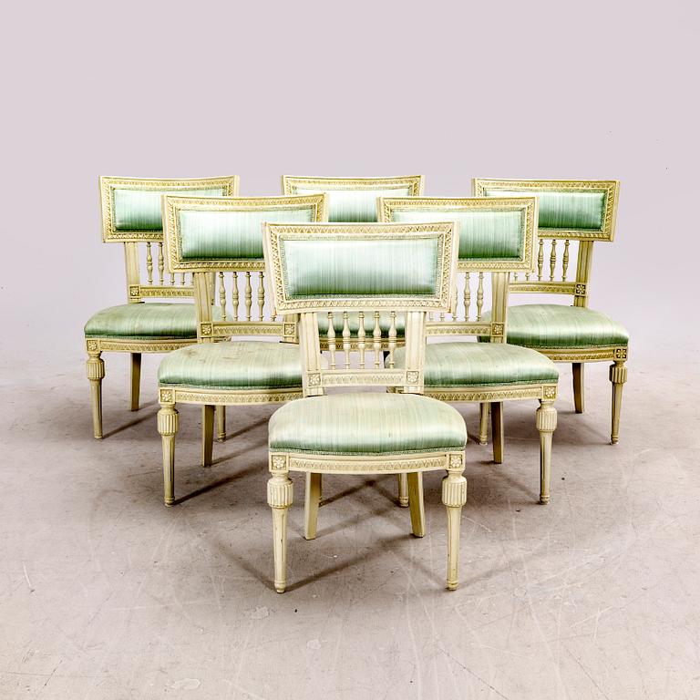 Stolar 6 st Sengustavianska. Västsverige, omkring år 1800.