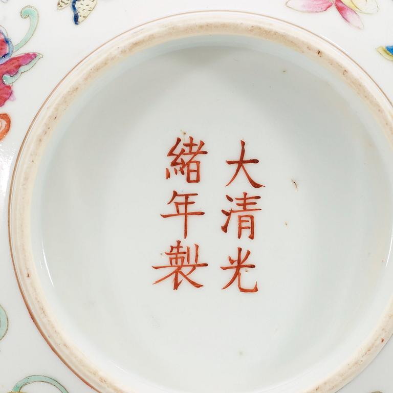 A famille rose Phoenix bowl, Qing dynasty, with Guangxu six character mark and period (1875-1908).