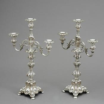 KANDELABRAR, ett par, nysilver, barockstil, 1800-tal.