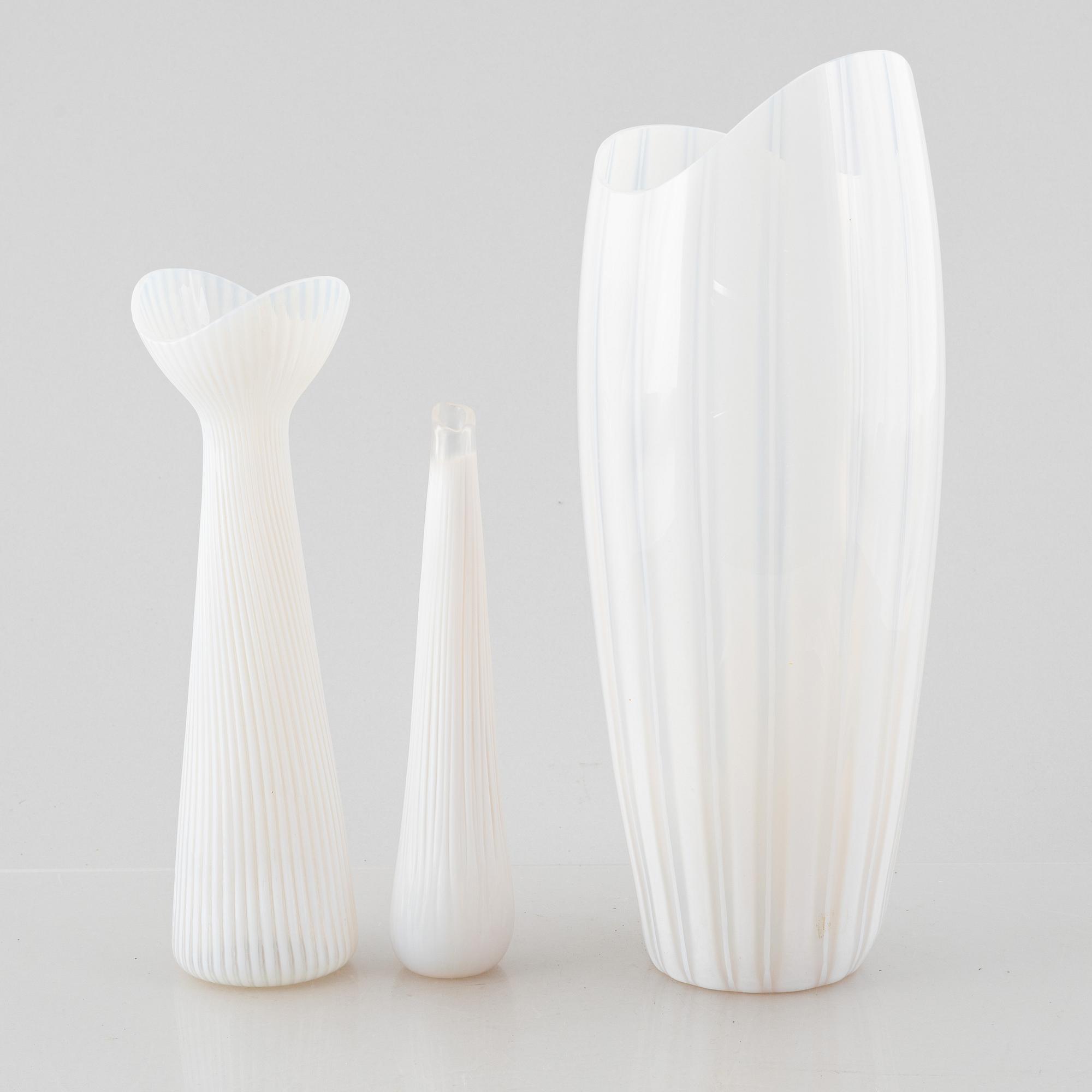 Uno Westerberg, three 'Spectra' glass vases, Pukeberg, Sweden, mid20th century.