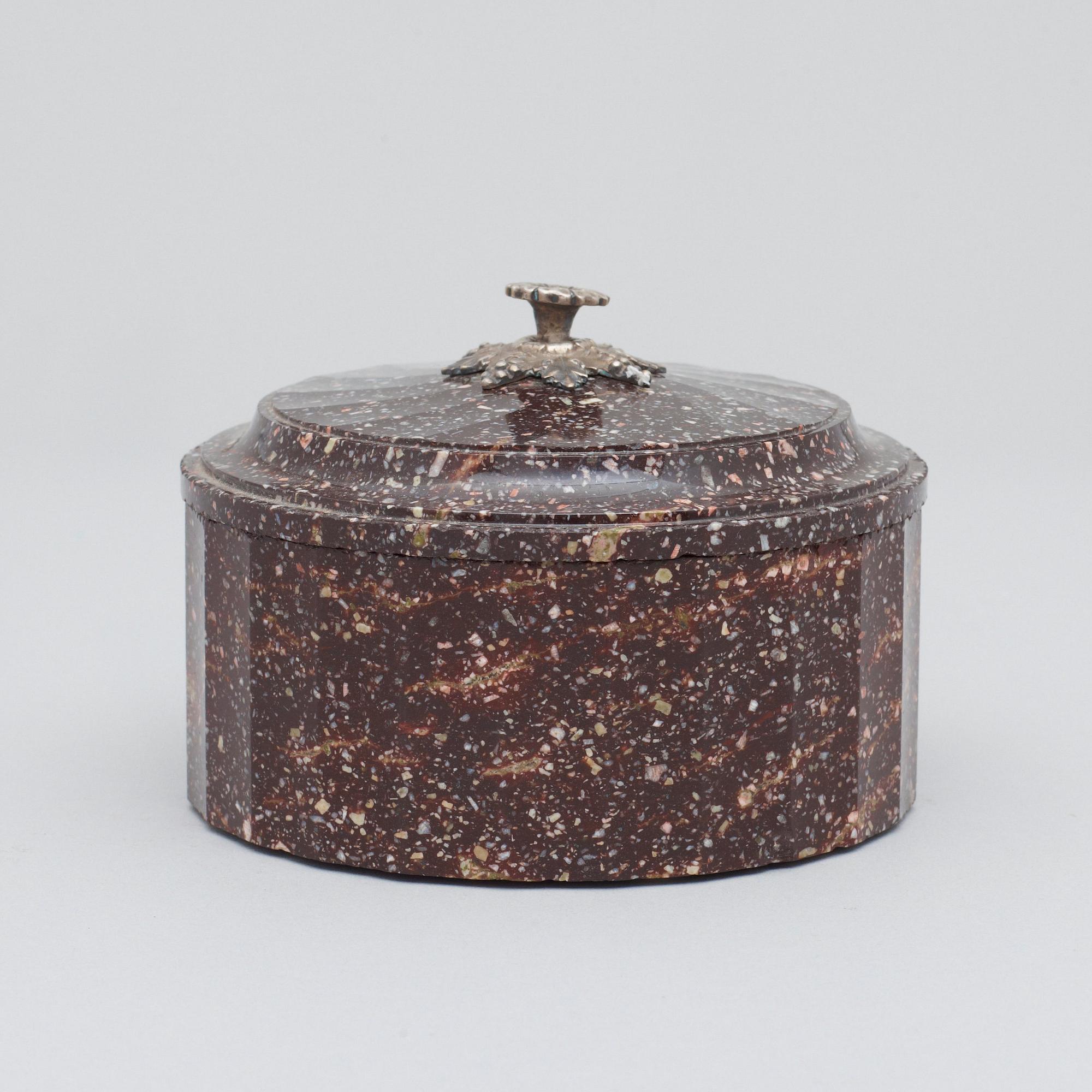 A Swedish Empire 19th century porphyry butter box.