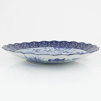 A Japanese blue and white large dish, Meiji period (1868-1912).