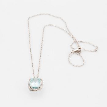 HÄNGSMYCKE, med akvamarin och briljantslipade diamanter, med kedja.
