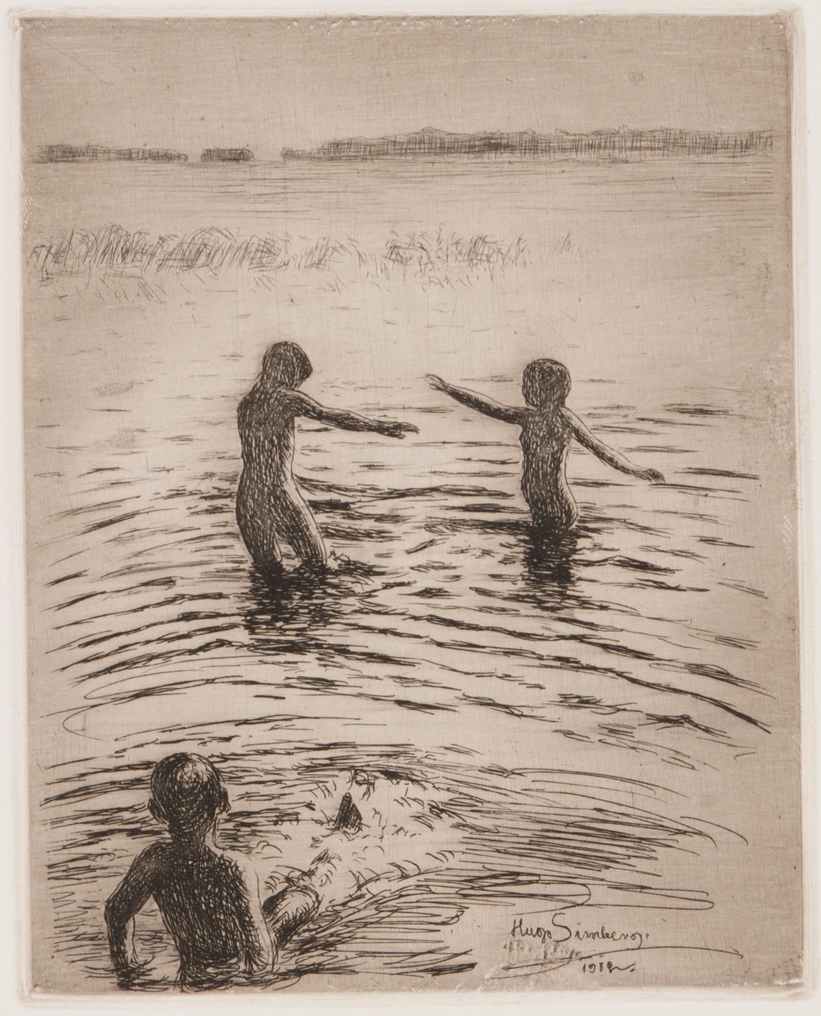 HUGO SIMBERG, viivasyövytys ja kuivaneula, laattasigneerattu ja merkattu "efter fotogr.1902".