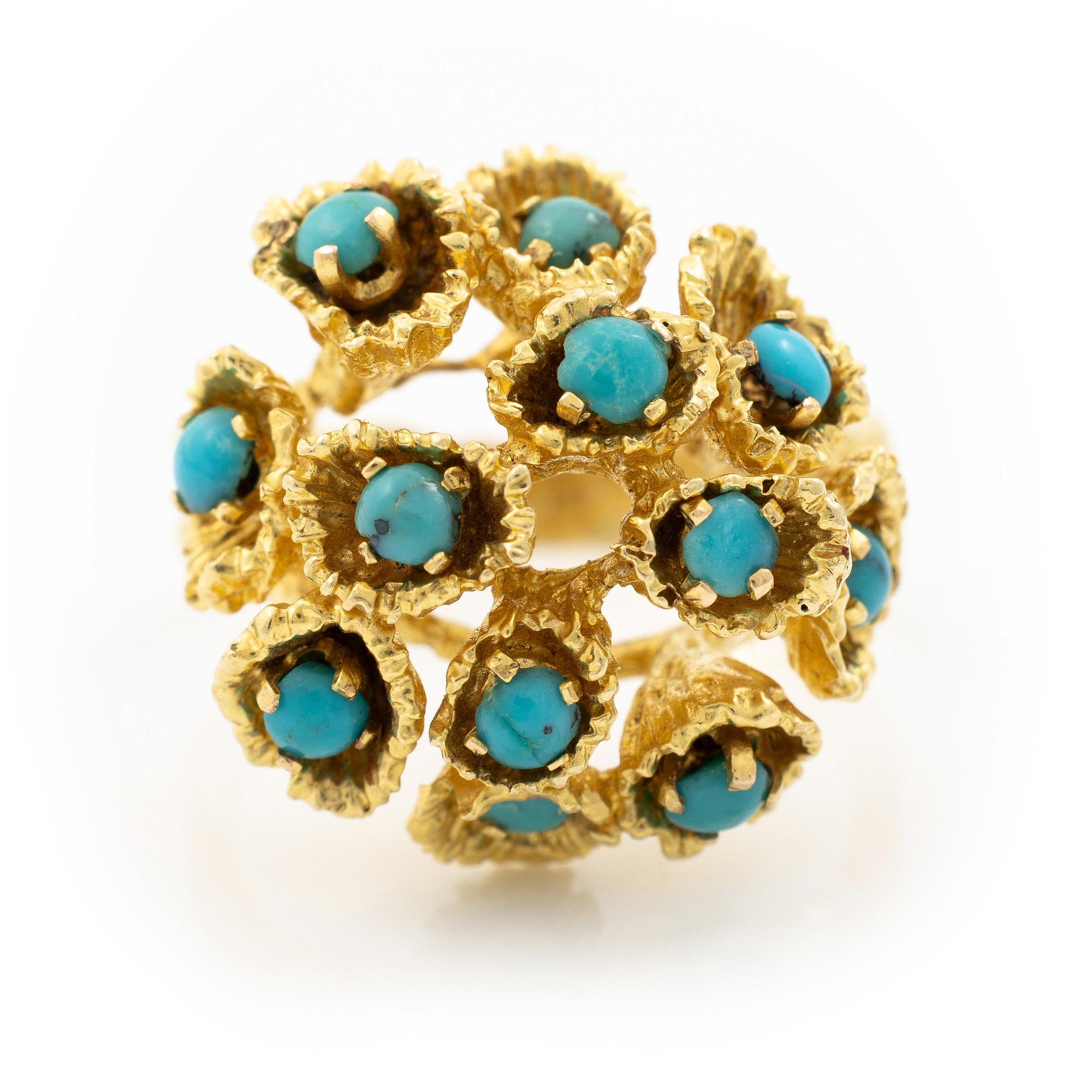 Ring 18K guld med turkoser.