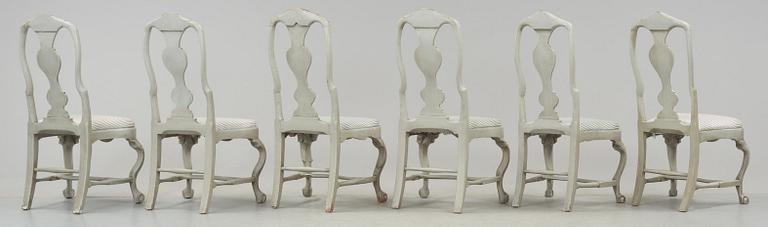 STOLAR, fyra + två stycken. Västsvensk rokoko, 1700-talets andra hälft.