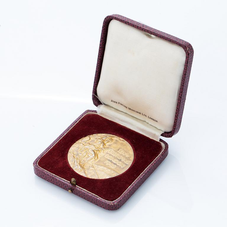 Olympic Winner Medal, London 1948, gilt silver, John Pinches Ltd.