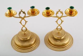 KANDELABRAR, 1 par, mässing. 1800-talets andra hälft.