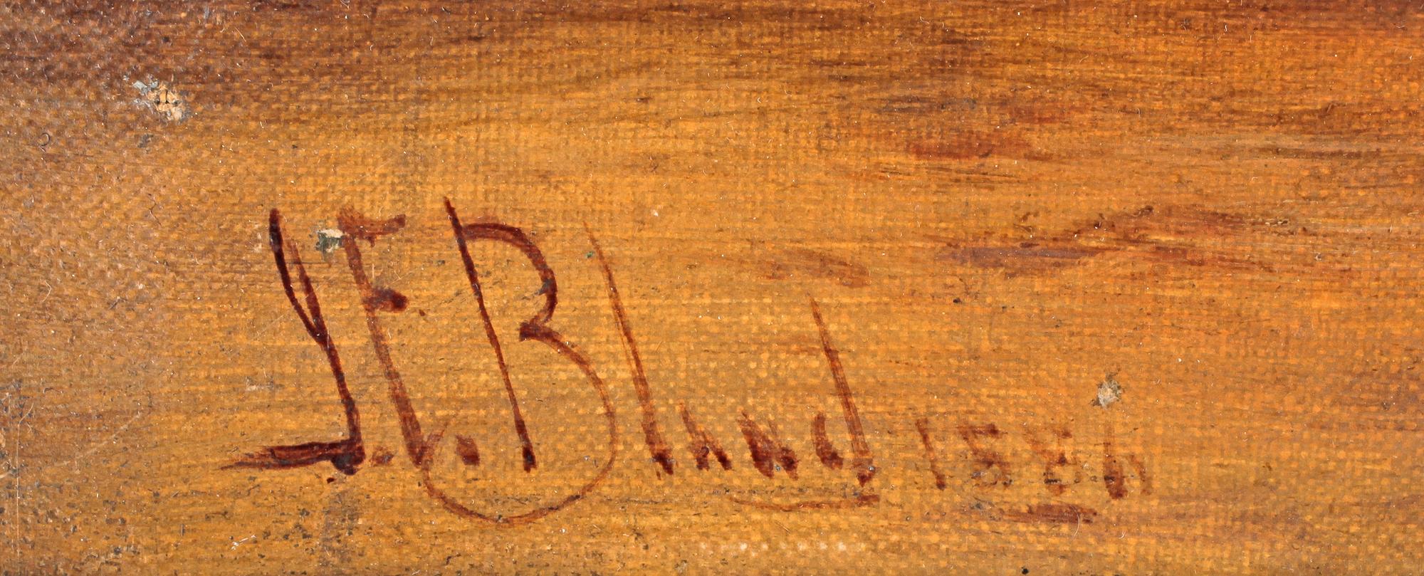 OKÄND KONSTNÄR, olja på duk, sign JF Bland dat 1886.