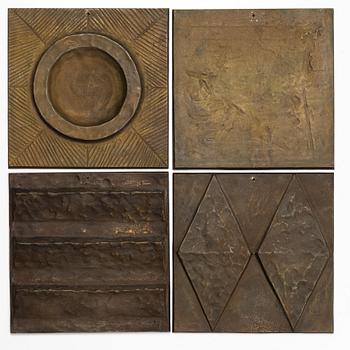 Svensk Metalldesign, väggplaketter, 4 st, brons.