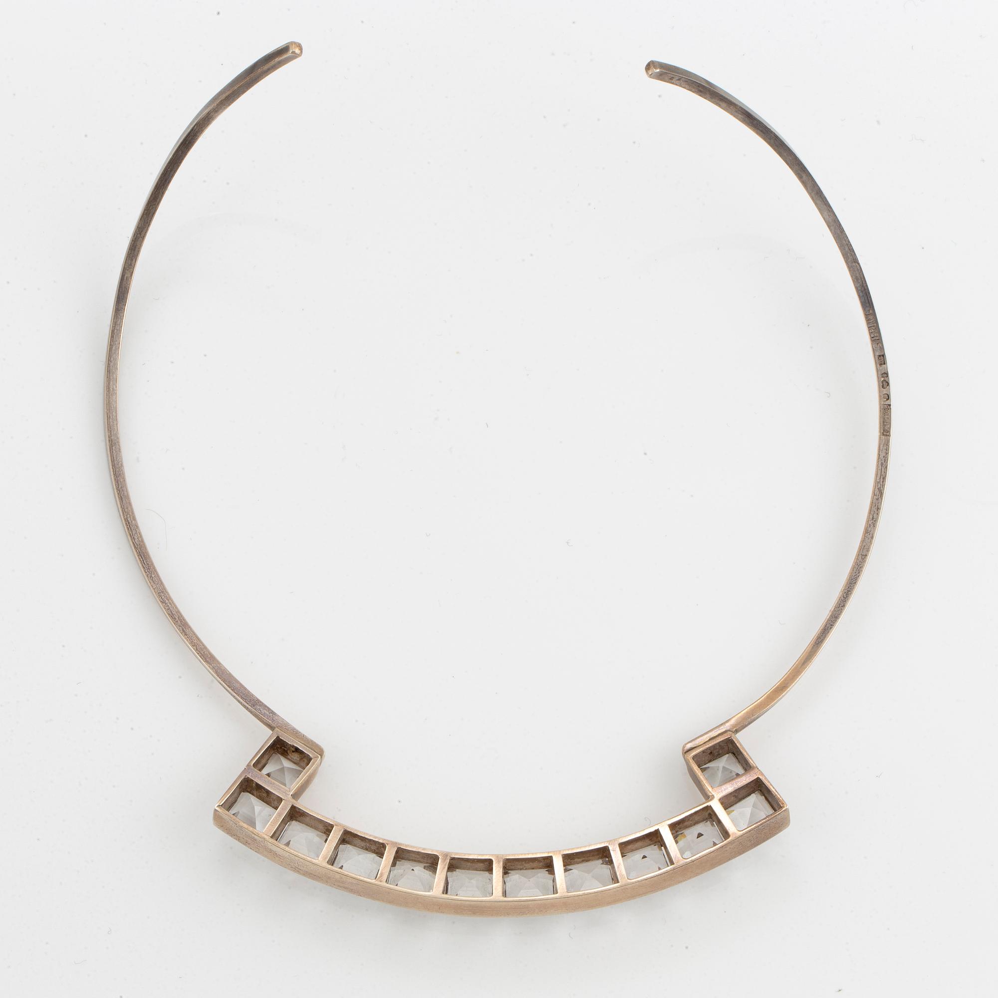 Silver and rock crystal necklace, R Lantz 1966.