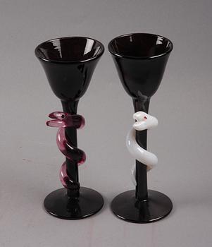 GLAS på FOT, ett par. Ulrica Hydman-Vallien, Åfors 1991. "Pokal Vindere".